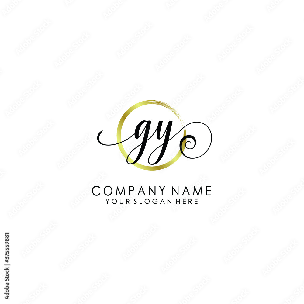 GY Initial handwriting logo template vector