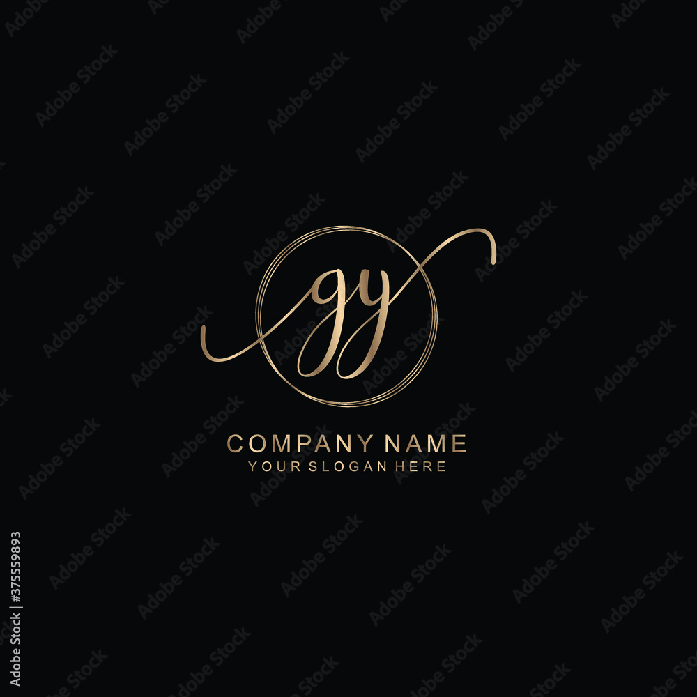 GY Initial handwriting logo template vector GY Initial handwriting logo template vector