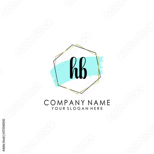 HB Initial handwriting logo template vector