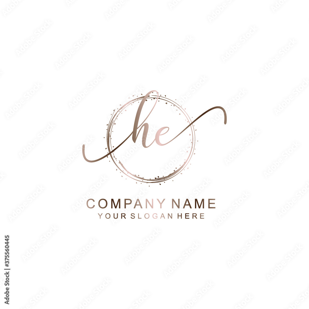 HE Initial handwriting logo template vector HE Initial handwriting logo template vector