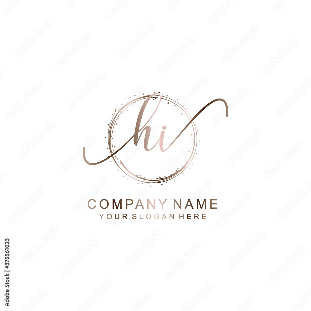 HI Initial handwriting logo template vector HI Initial handwriting logo template vector