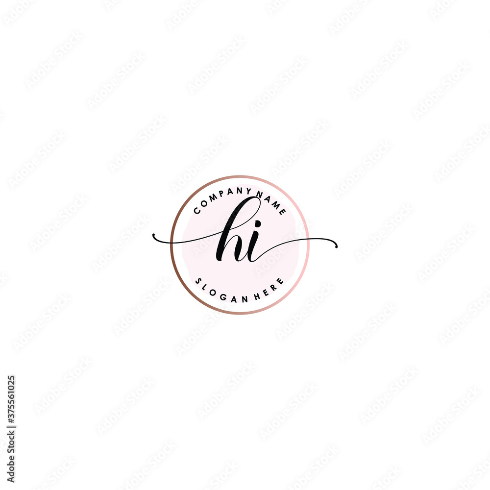 HI Initial handwriting logo template vector HI Initial handwriting logo template vector
