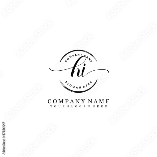 HI Initial handwriting logo template vector