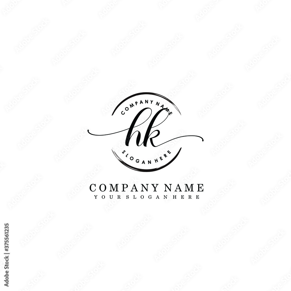 HK Initial handwriting logo template vector HK Initial handwriting logo template vector