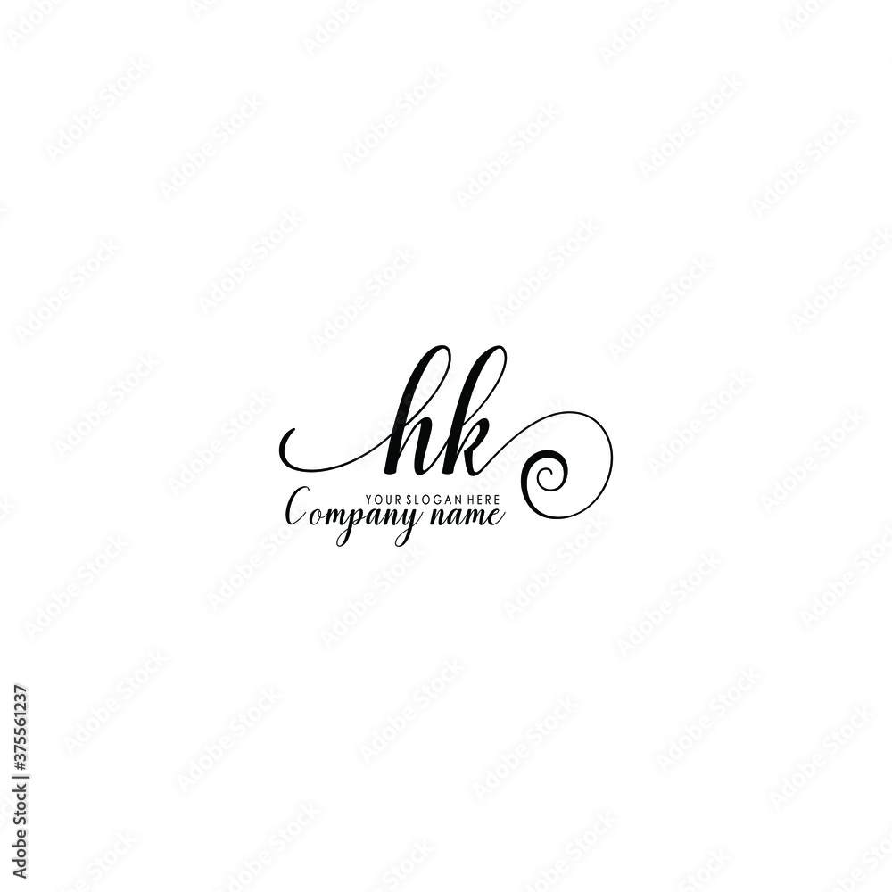 HK Initial handwriting logo template vector HK Initial handwriting logo template vector