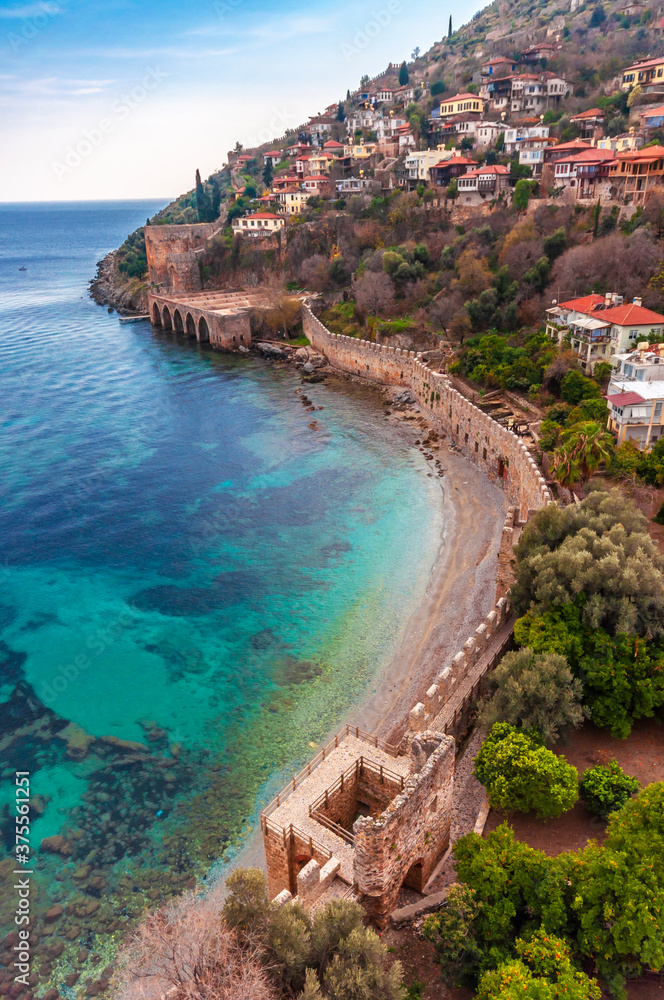 Ottoman shipyard and The castle view Alanya Town of Turkey