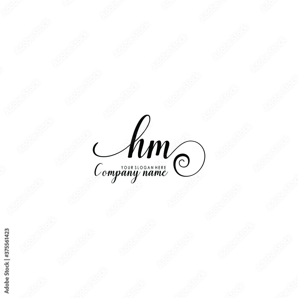 HM Initial handwriting logo template vector HM Initial handwriting logo template vector