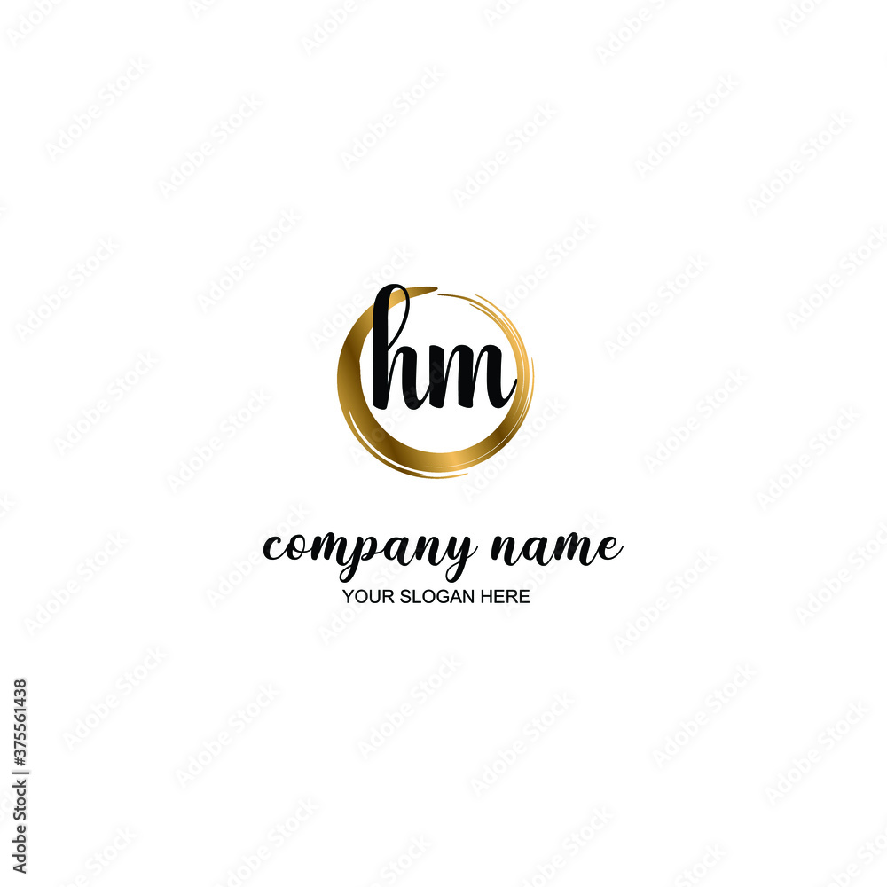 HM Initial handwriting logo template vector HM Initial handwriting logo template vector