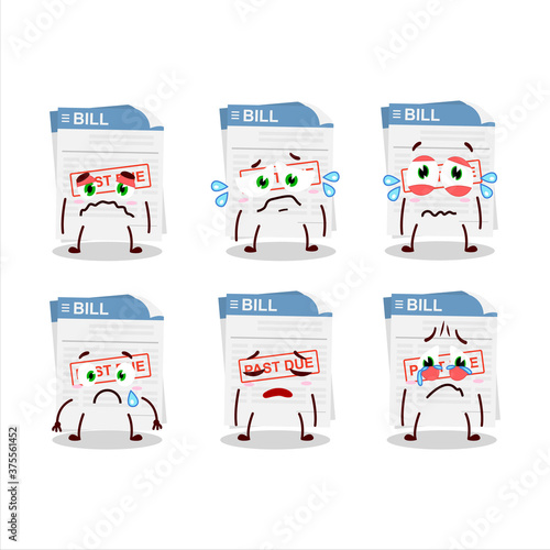 Bill paper cartoon character with sad expression