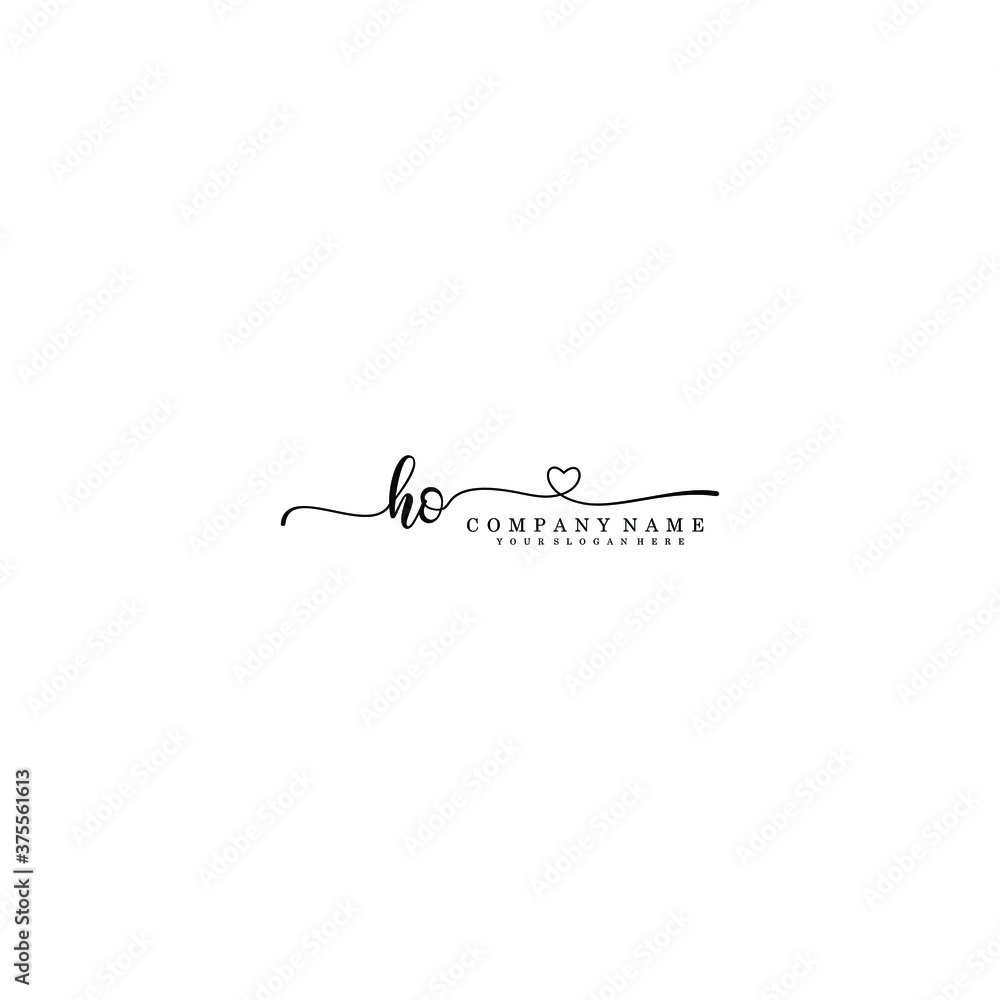 HO Initial handwriting logo template vector HO Initial handwriting logo template vector