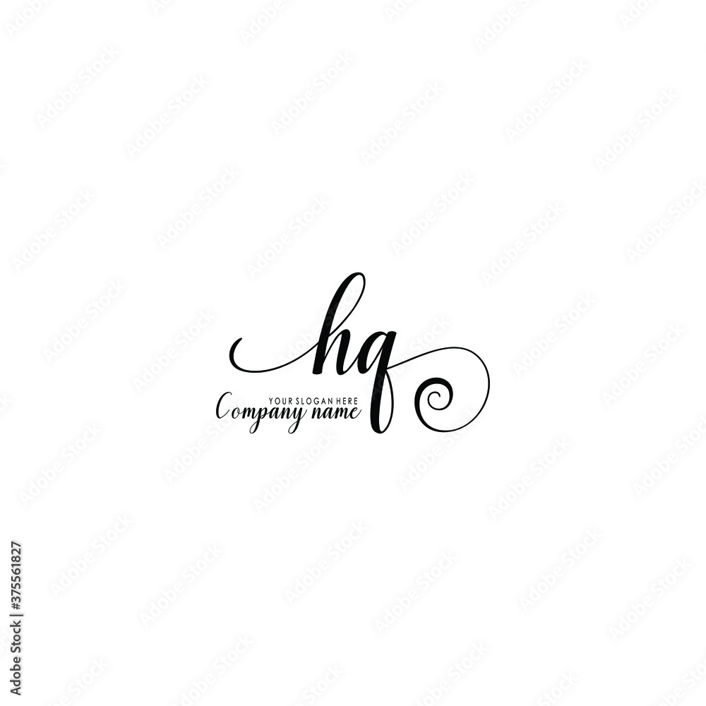 HQ Initial handwriting logo template vector