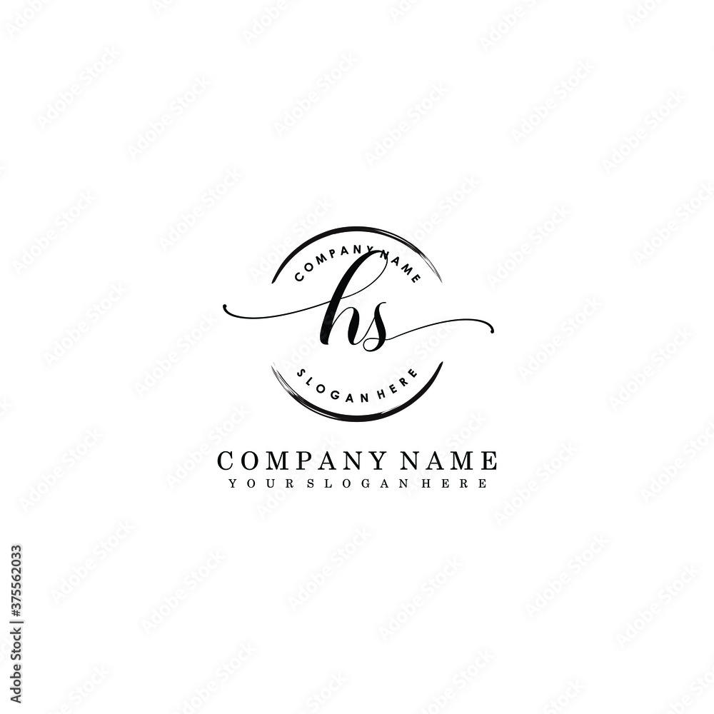 HS Initial handwriting logo template vector HS Initial handwriting logo template vector