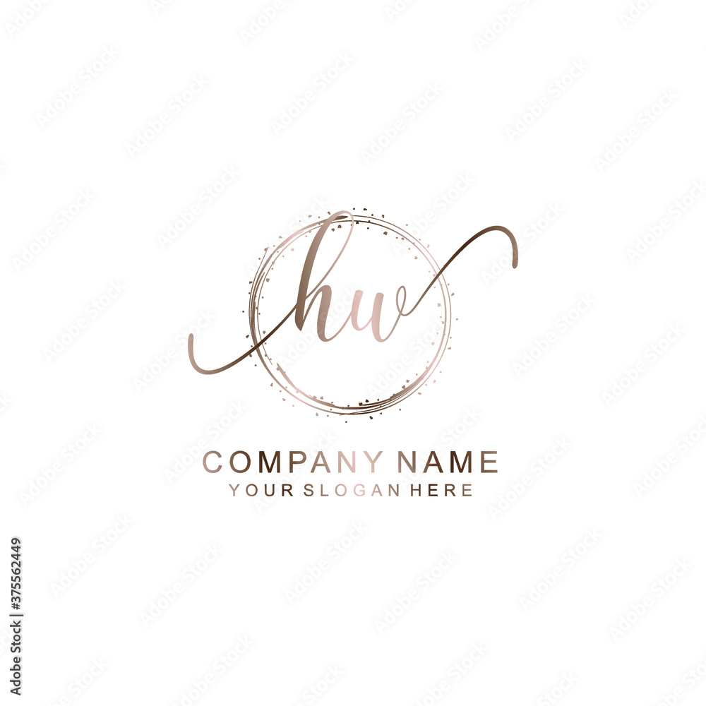 HW Initial handwriting logo template vector HW Initial handwriting logo template vector