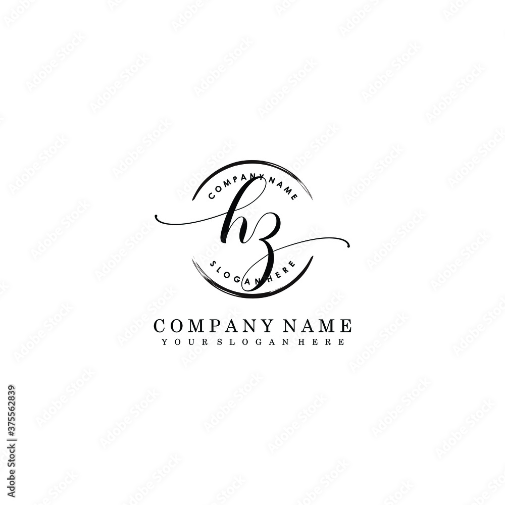 HZ Initial handwriting logo template vector HZ Initial handwriting logo template vector