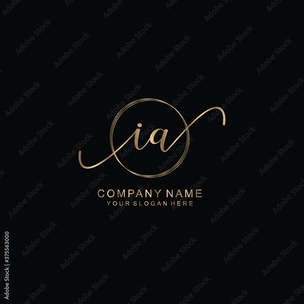 IA Initial handwriting logo template vector