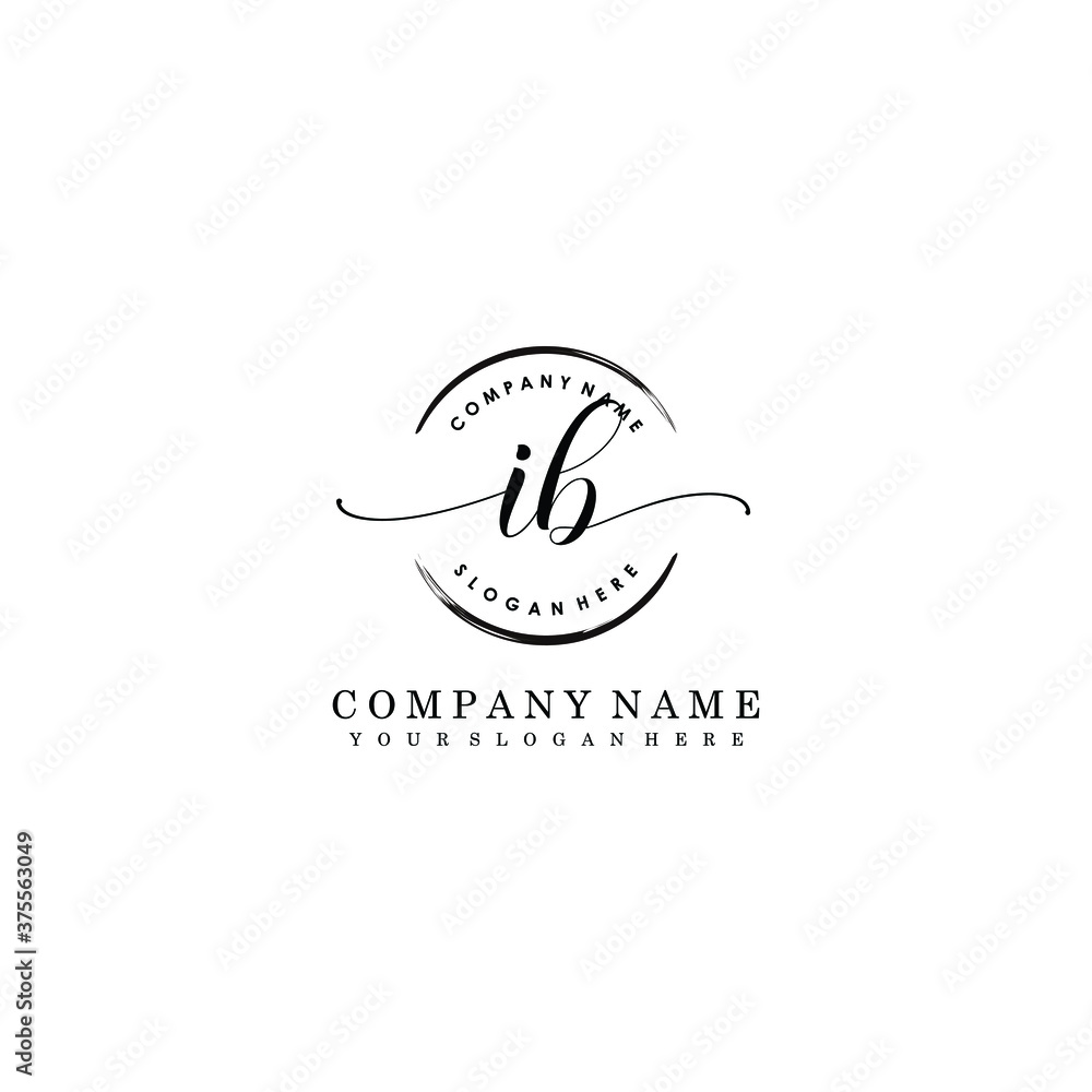 IB Initial handwriting logo template vector IB Initial handwriting logo template vector