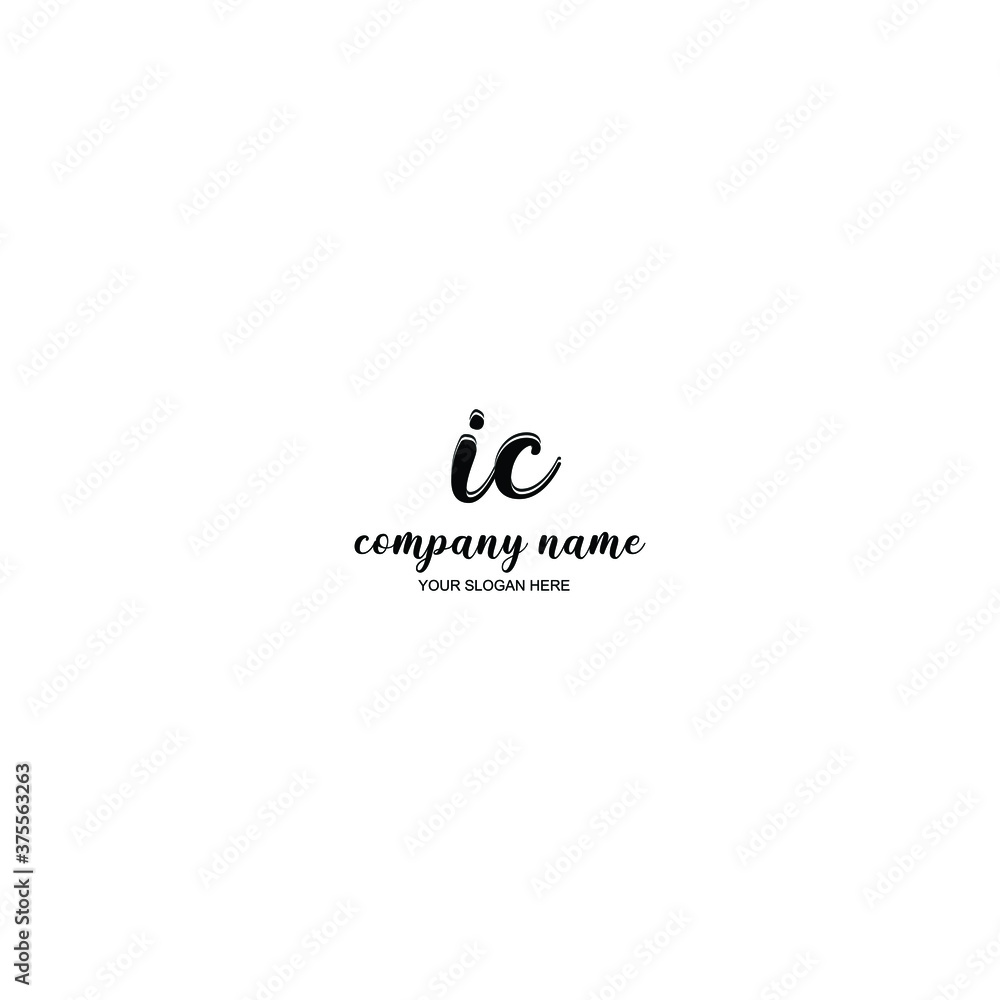 IC Initial handwriting logo template vector IC Initial handwriting logo template vector
