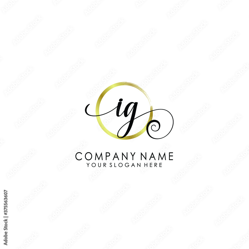 IG Initial handwriting logo template vector IG Initial handwriting logo template vector