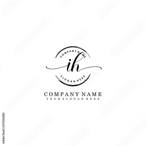IH Initial handwriting logo template vector