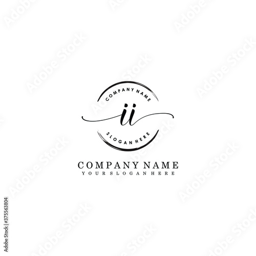 II Initial handwriting logo template vector