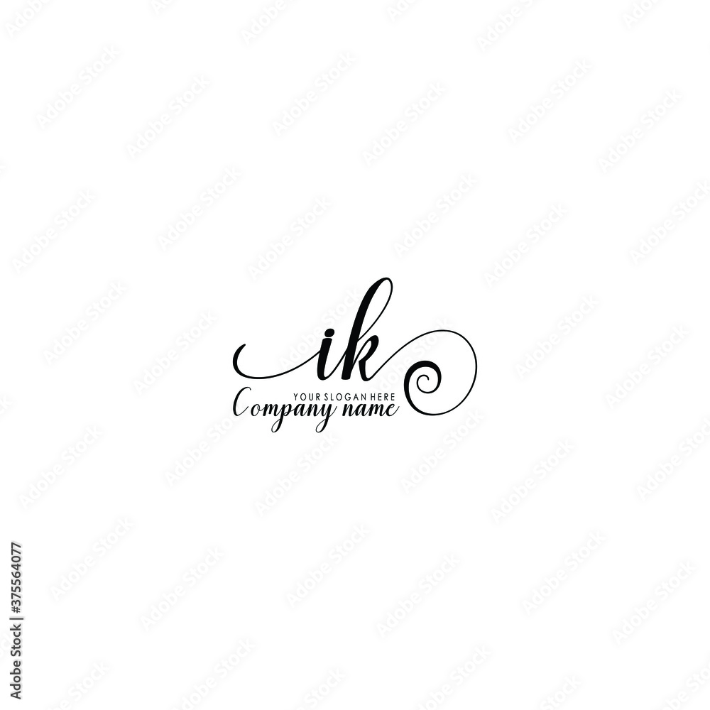 IK Initial handwriting logo template vector IK Initial handwriting logo template vector