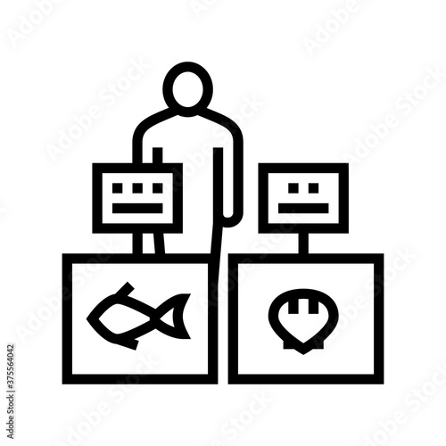 tuna market seller line icon vector. tuna market seller sign. isolated contour symbol black illustration