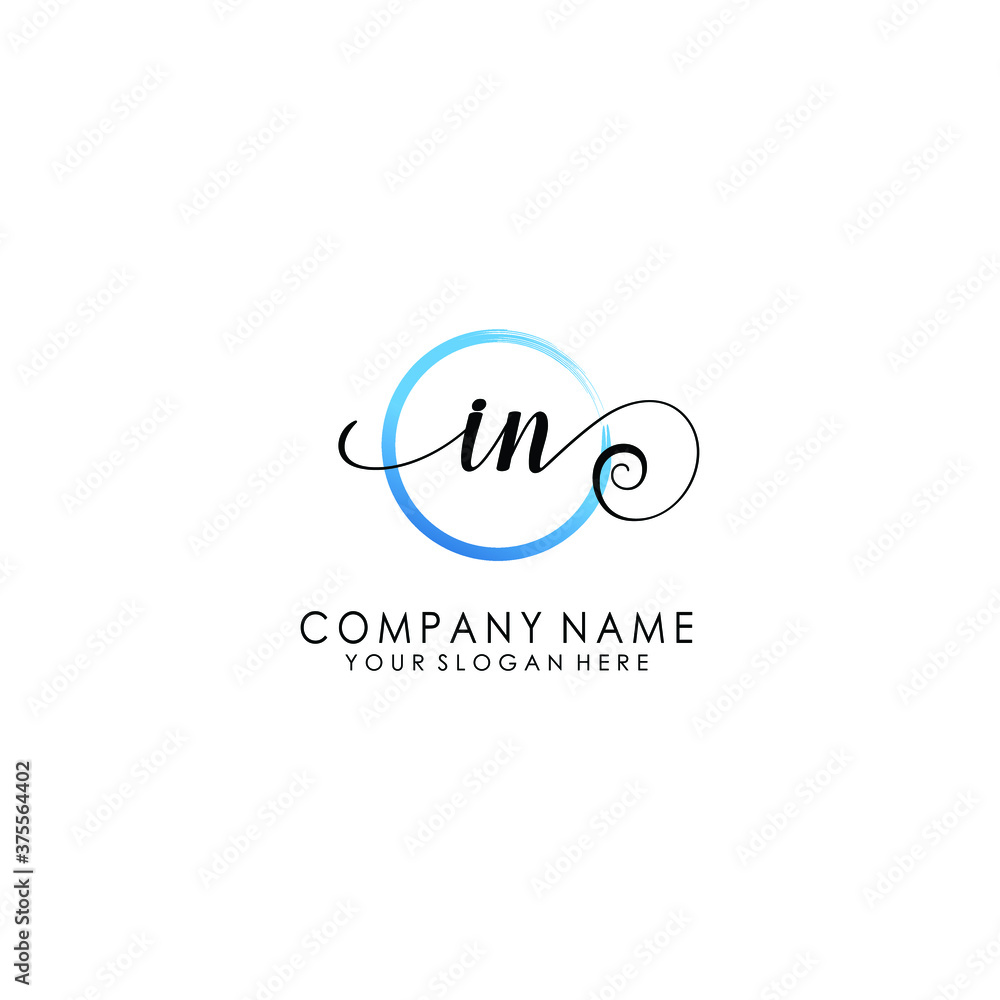 IN Initial handwriting logo template vector IN Initial handwriting logo template vector