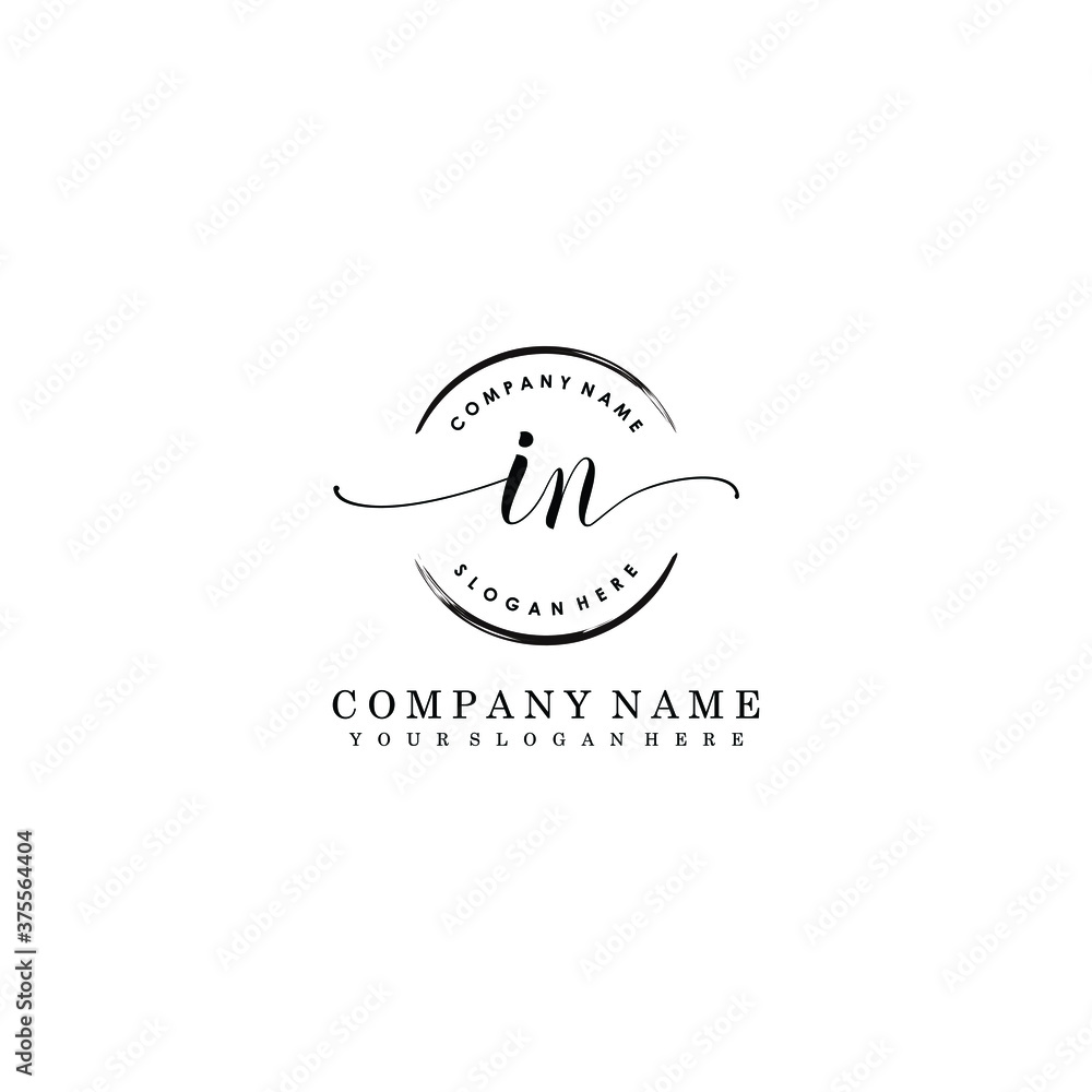 IN Initial handwriting logo template vector IN Initial handwriting logo template vector