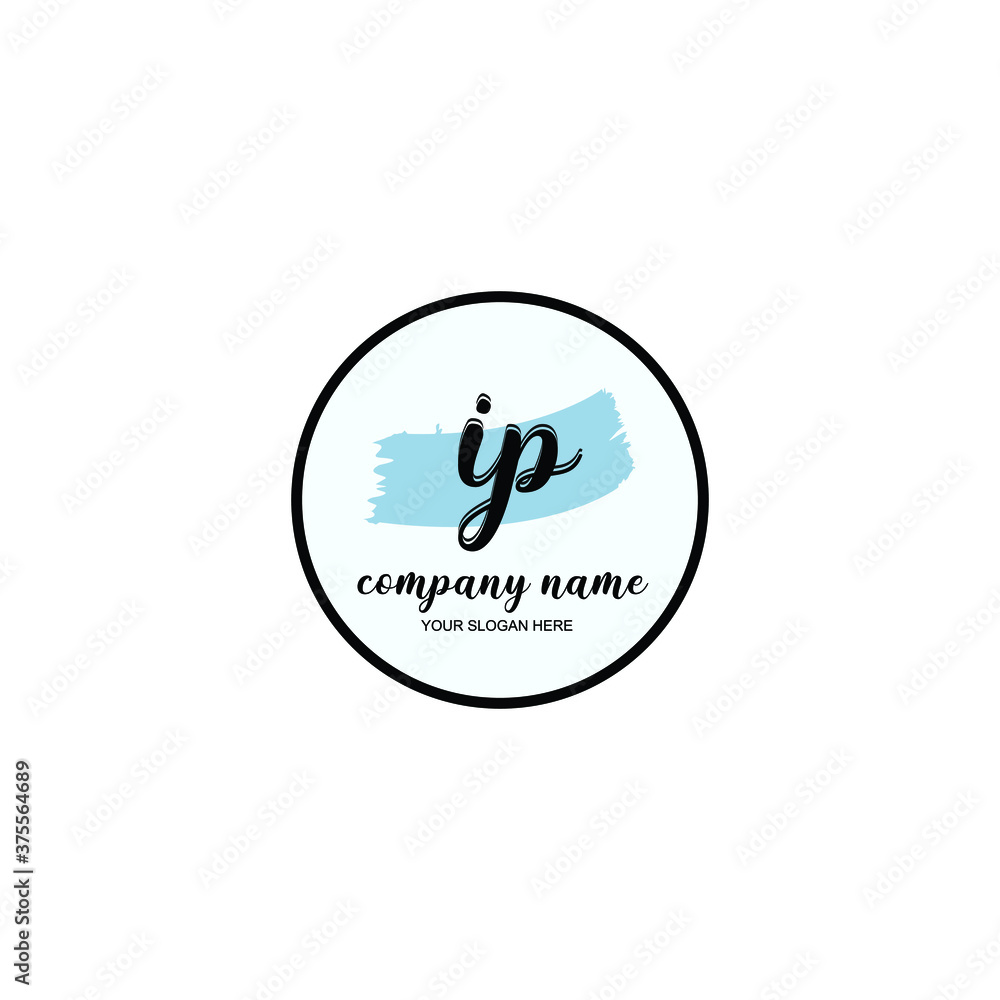 IP Initial handwriting logo template vector IP Initial handwriting logo template vector
