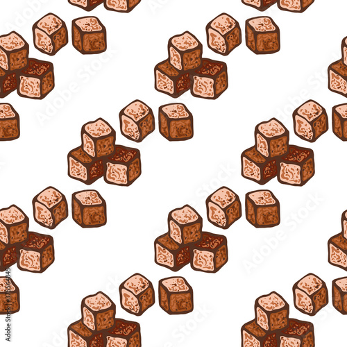 Seamless pattern with brown sugar, vector illustration