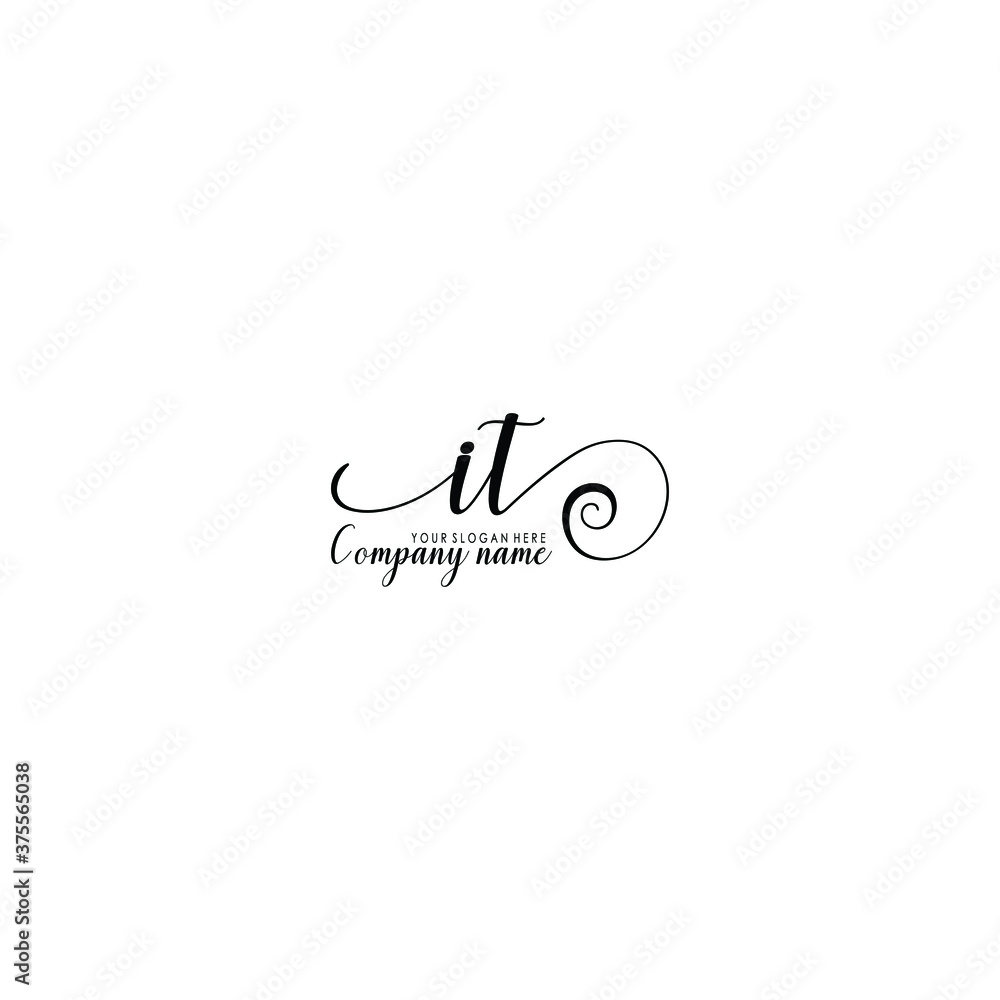 IT Initial handwriting logo template vector IT Initial handwriting logo template vector