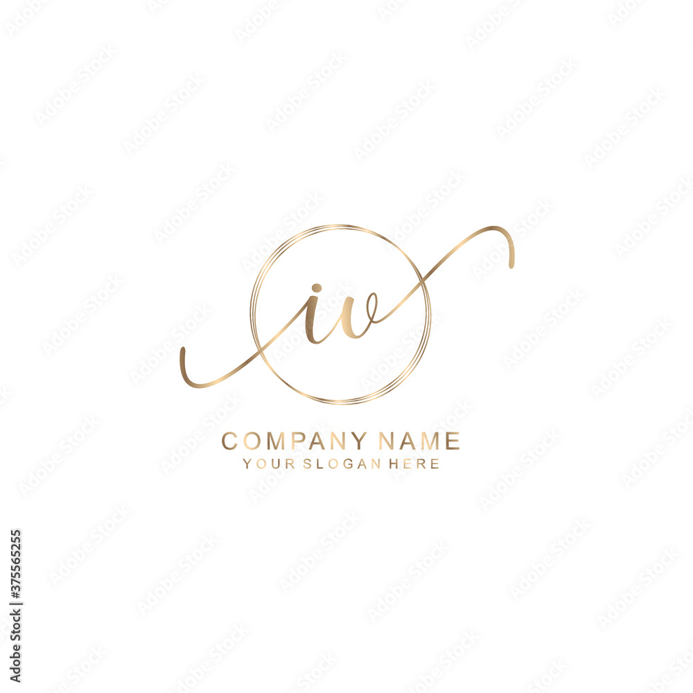 IV Initial handwriting logo template vector IV Initial handwriting logo template vector