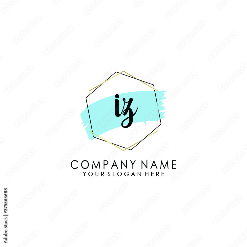 IZ Initial handwriting logo template vector IZ Initial handwriting logo template vector