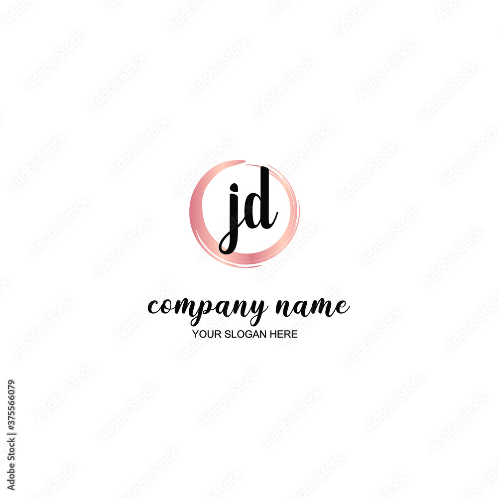 JD Initial handwriting logo template vector