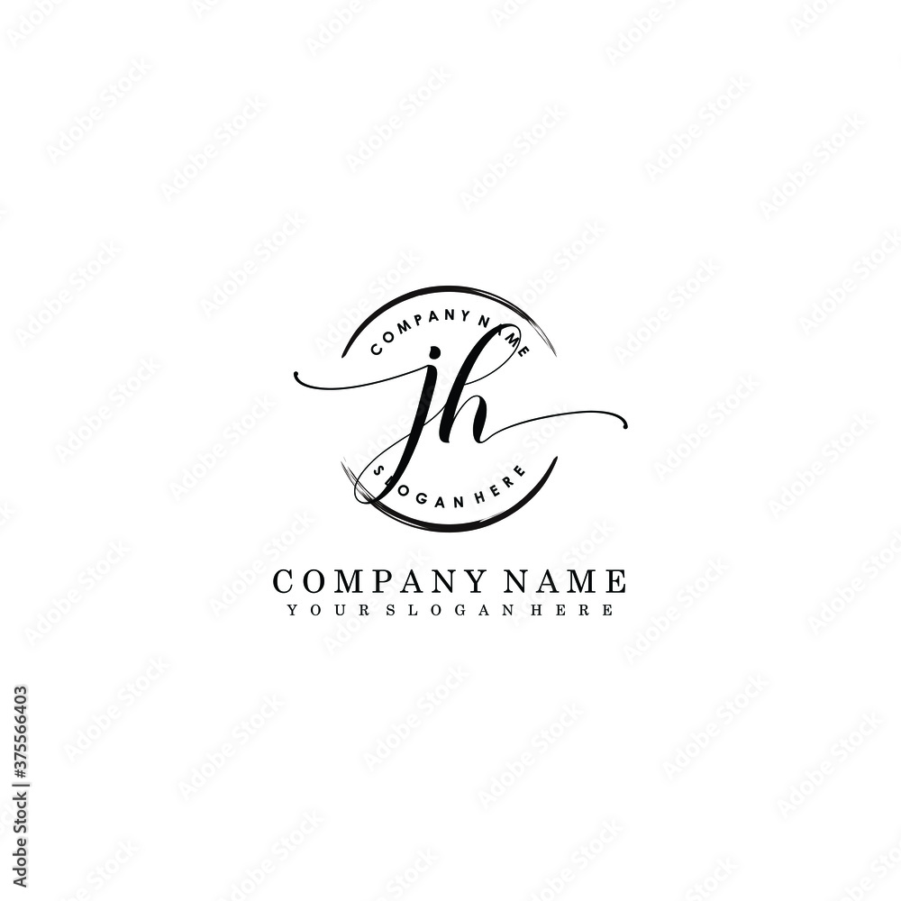 Obraz premium JH Initial handwriting logo template vector