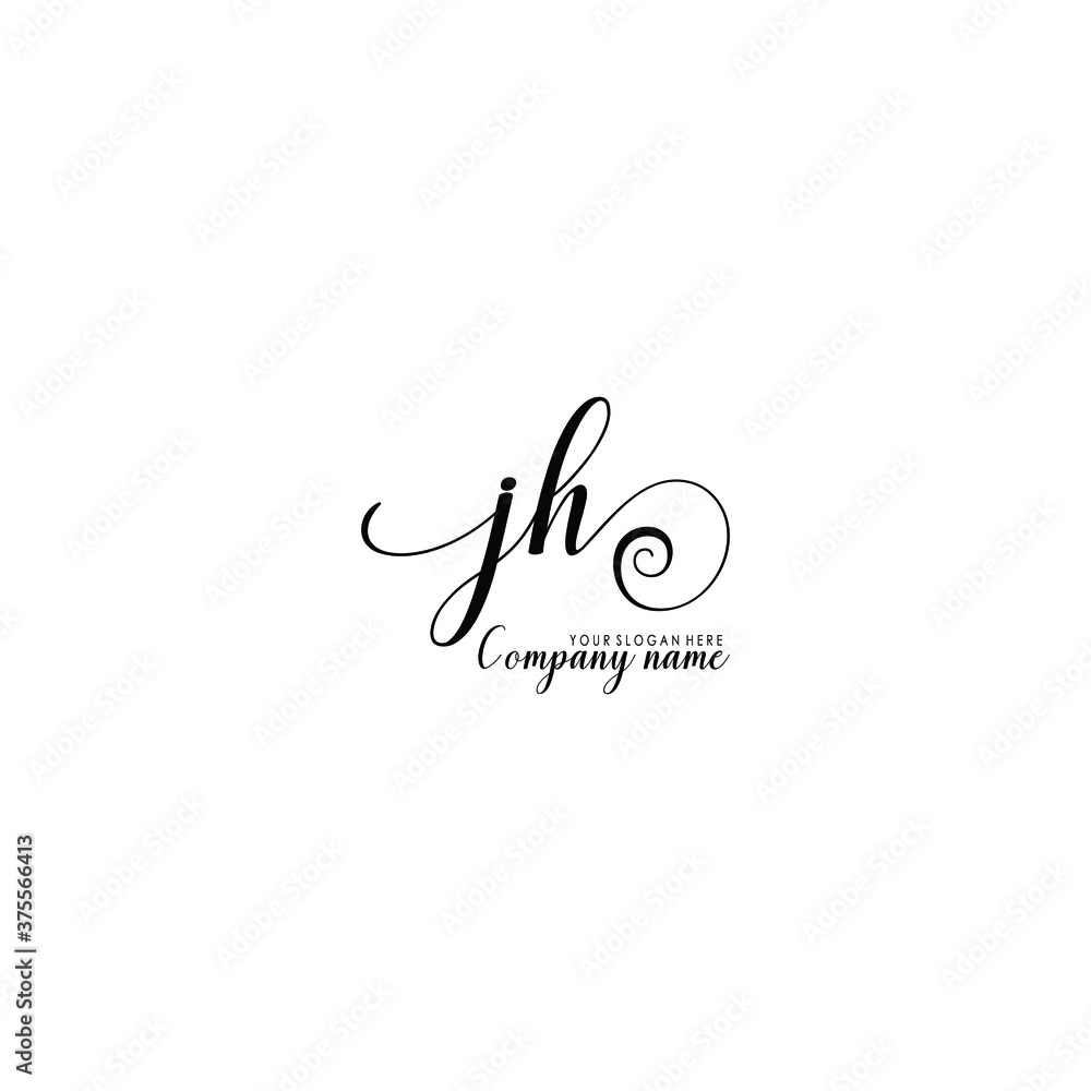 JH Initial handwriting logo template vector