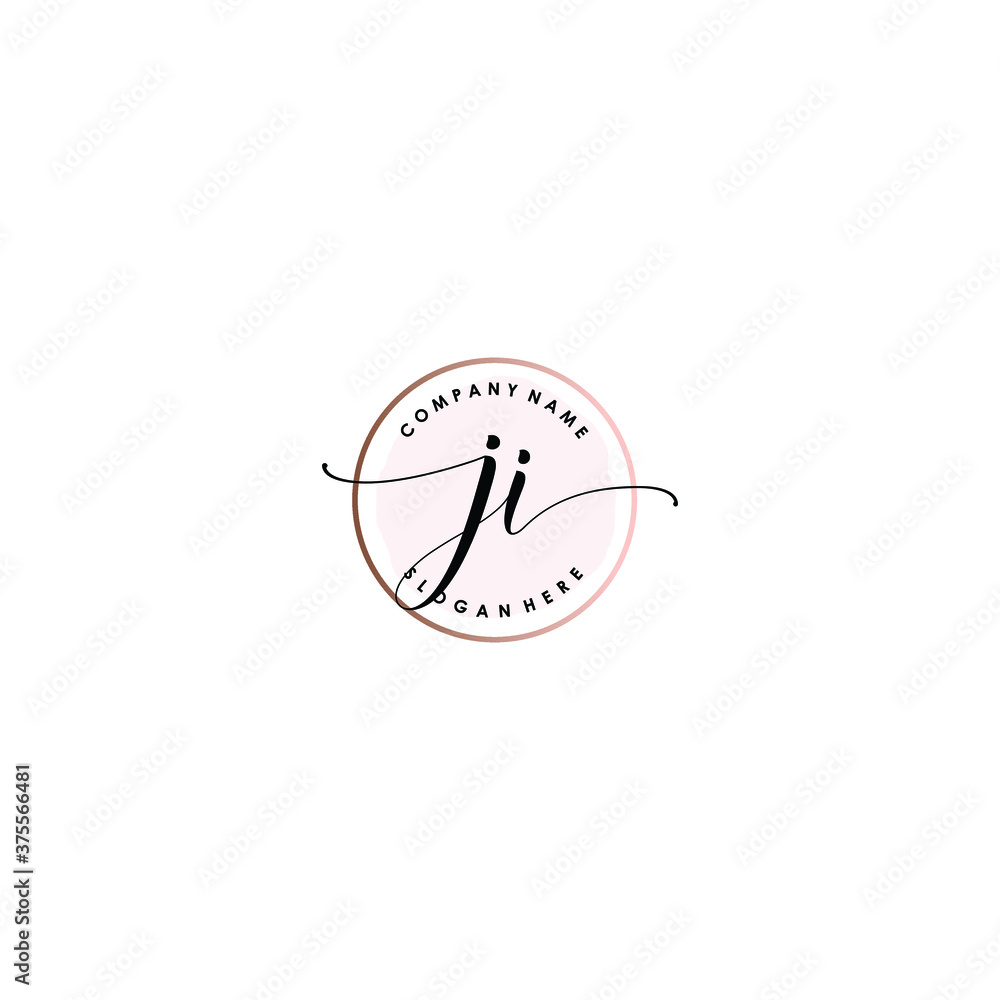 JI Initial handwriting logo template vector JI Initial handwriting logo template vector