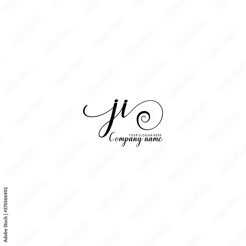 JI Initial handwriting logo template vector JI Initial handwriting logo template vector
