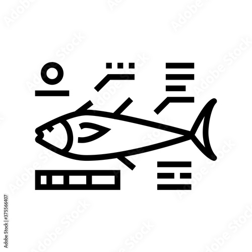 tuna fish characteristics line icon vector. tuna fish characteristics sign. isolated contour symbol black illustration