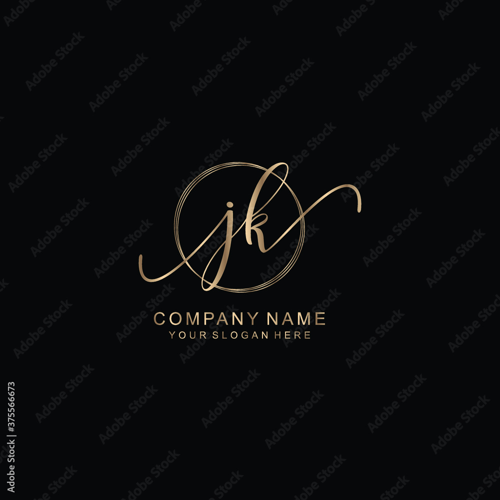 JK Initial handwriting logo template vector JK Initial handwriting logo template vector