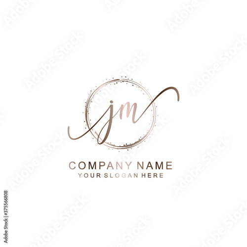 JM Initial handwriting logo template vector