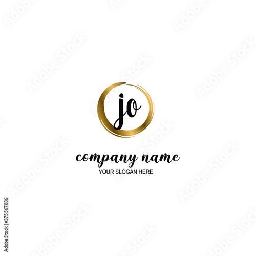 JO Initial handwriting logo template vector