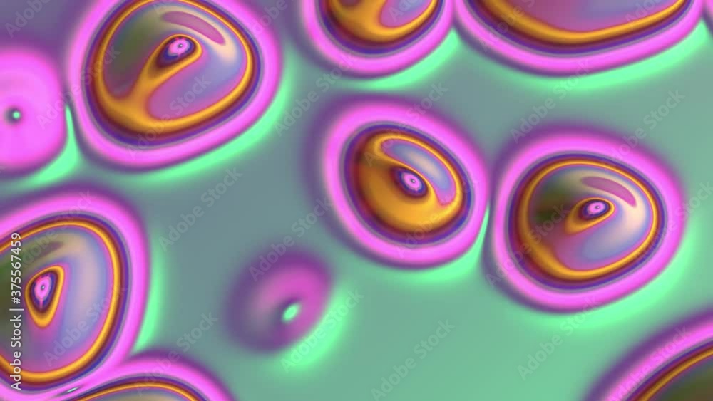 Popping Up liquid bubbles video animation. Futuristic iridescent ...