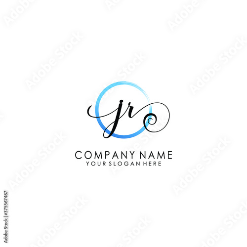 JR Initial handwriting logo template vector