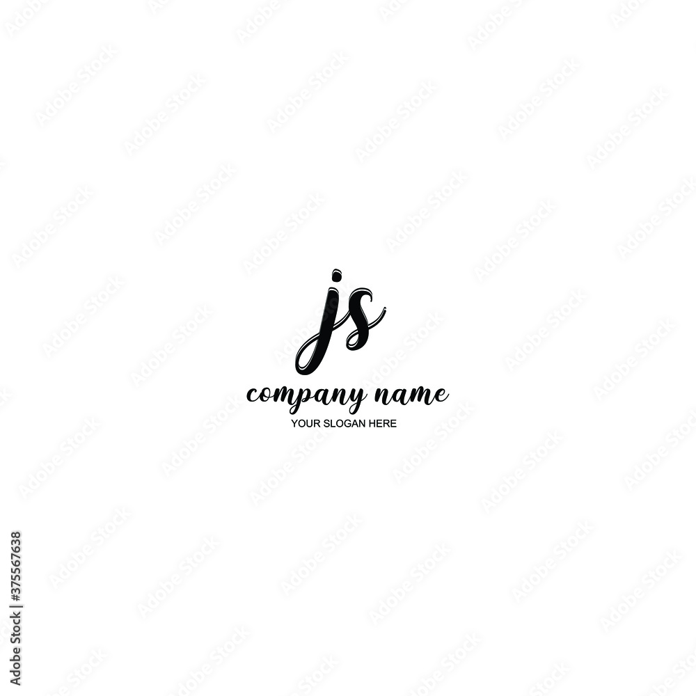 JS Initial handwriting logo template vector JS Initial handwriting logo template vector