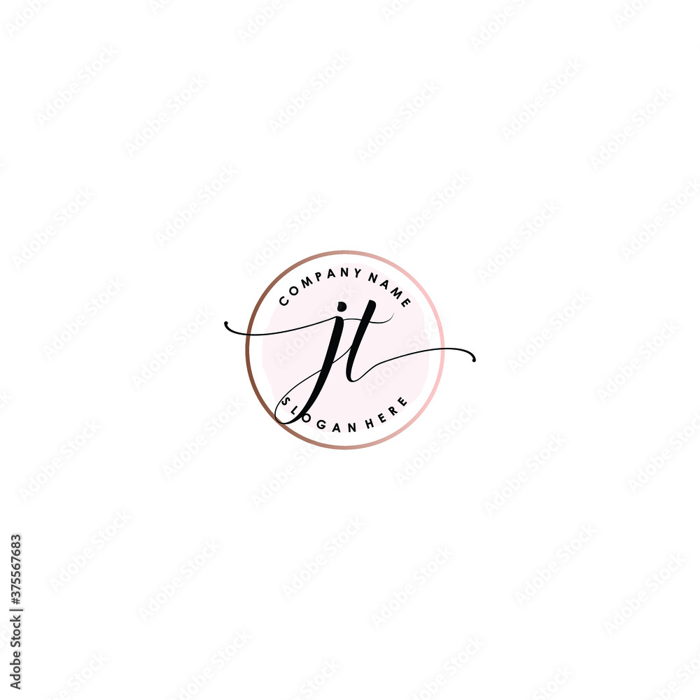 JT Initial handwriting logo template vector JT Initial handwriting logo template vector