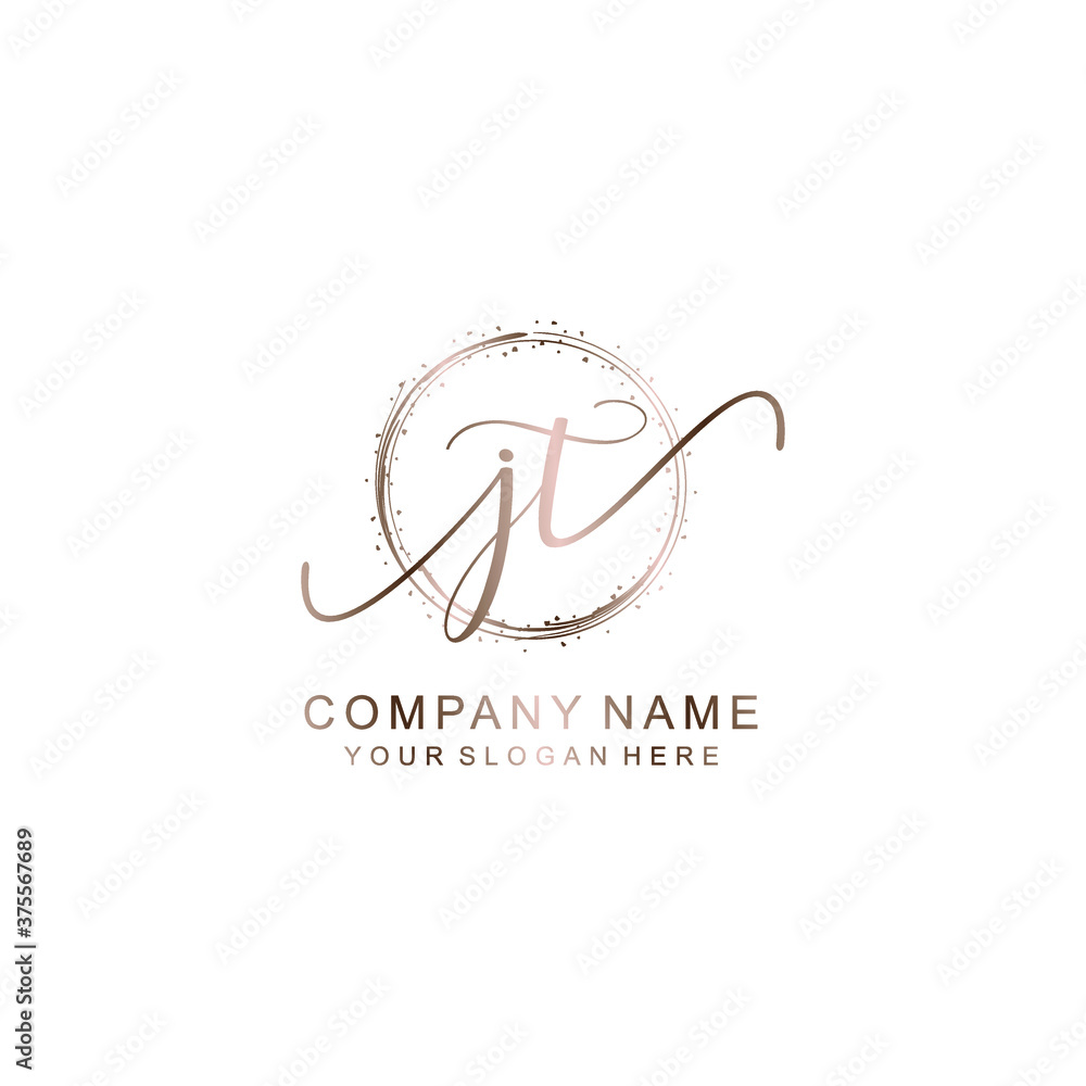 JT Initial handwriting logo template vector JT Initial handwriting logo template vector