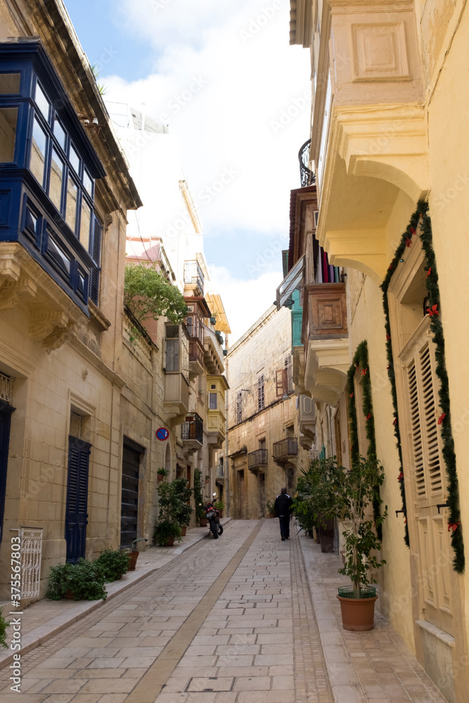 The narrow streets of Vittoriosa (Birgu)  - one of three old towns of Maltese glory located in the Great Harbor, Malta