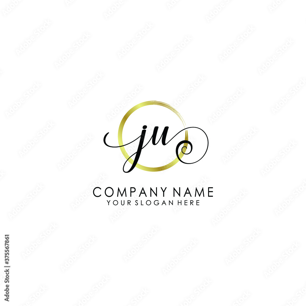 JU Initial handwriting logo template vector JU Initial handwriting logo template vector