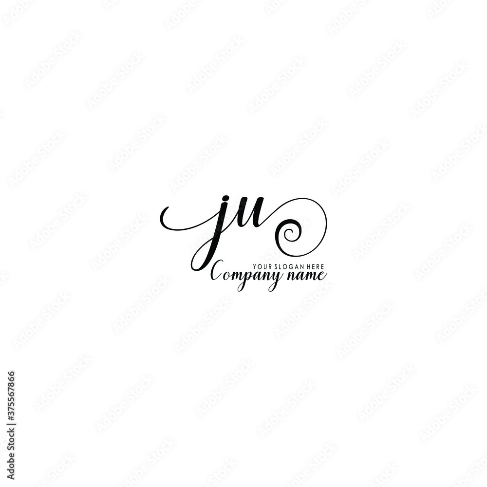 JU Initial handwriting logo template vector JU Initial handwriting logo template vector